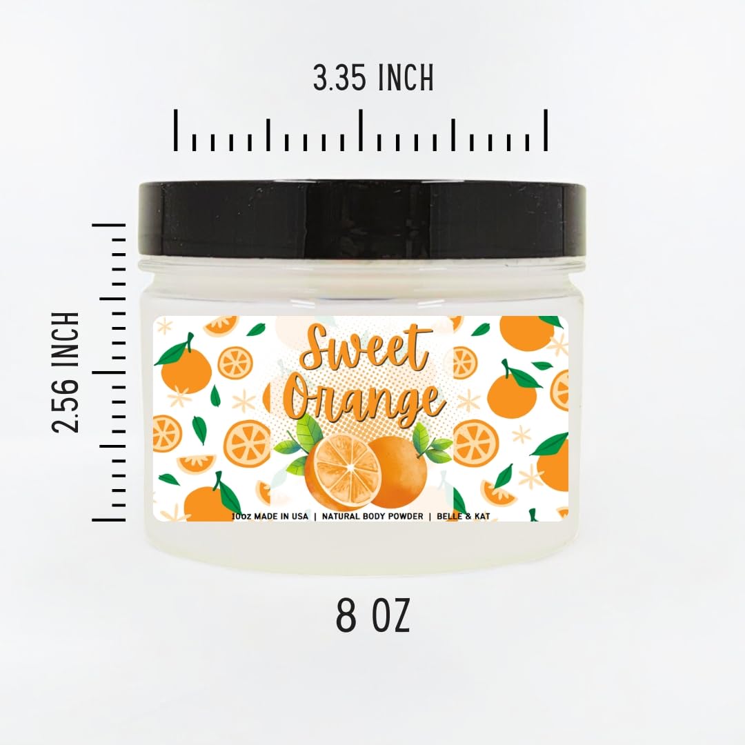 Sweet Orange Scented Body Powder for Men & Women, Talc-Free, 8oz