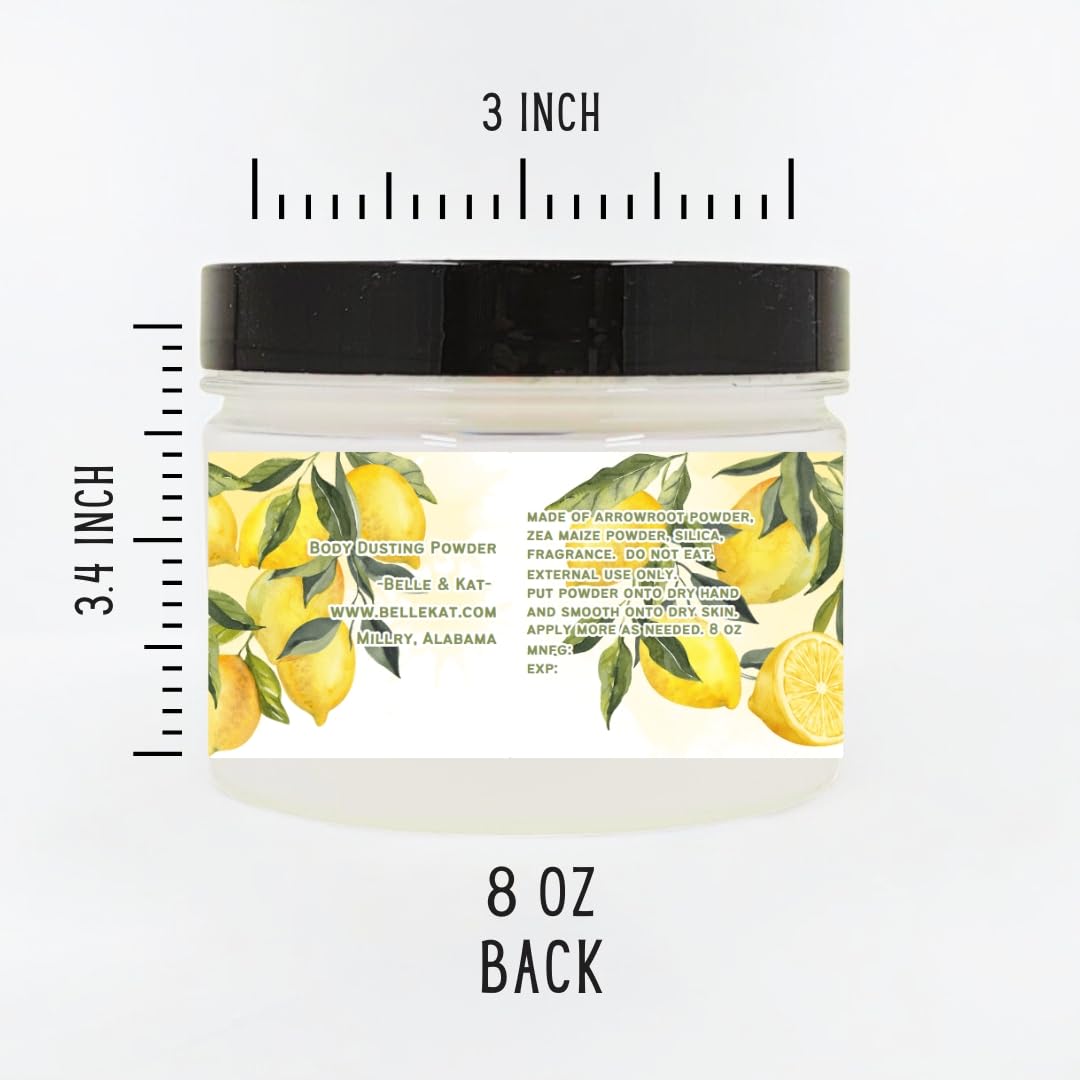 Sweet Lemon Scented Body Powder for Men & Women, Talc-Free, 8oz