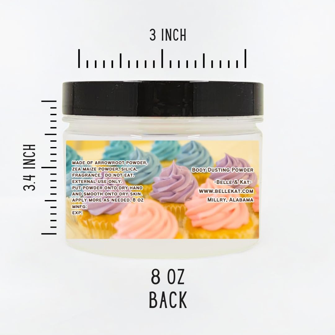 Vanilla Cupcake Scented Body Powder for Men & Women, Talc-Free, 8oz