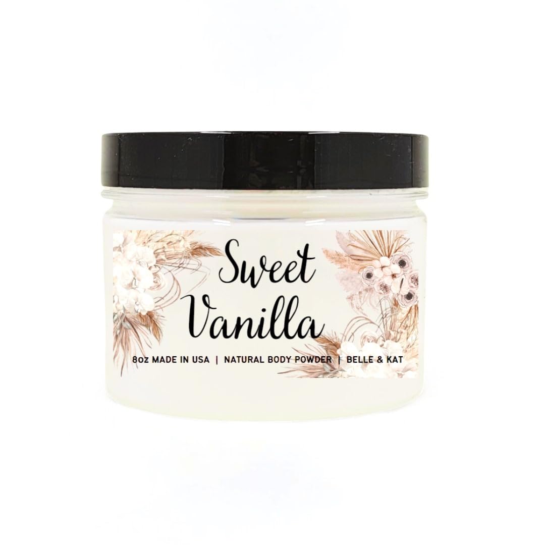 Sweet Vanilla Scented Body Powder for Men & Women, Talc-Free, 8oz