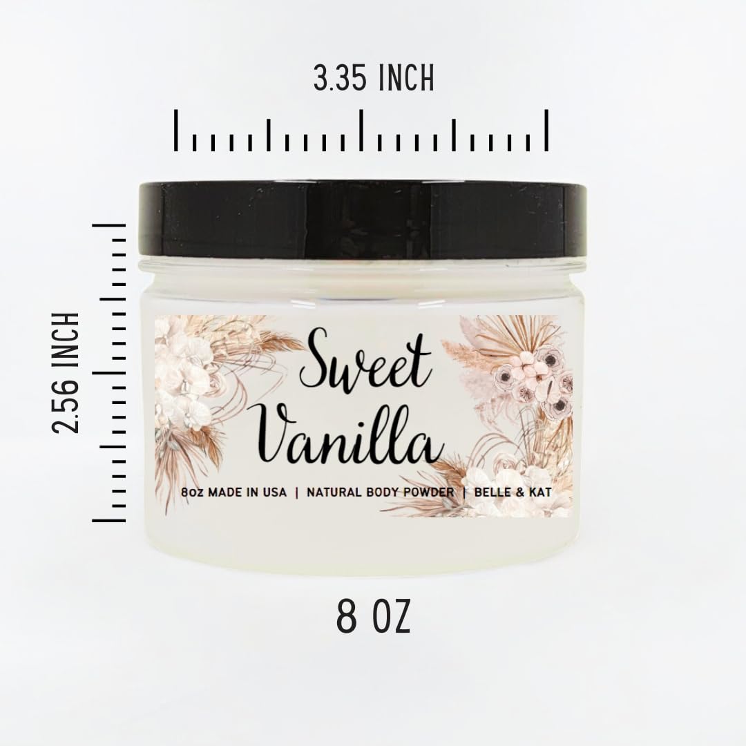 Sweet Vanilla Scented Body Powder for Men & Women, Talc-Free, 8oz