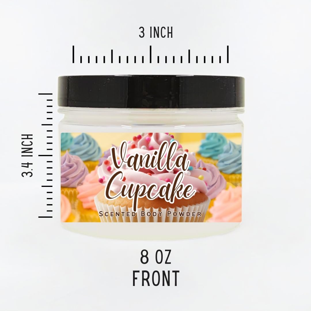 Vanilla Cupcake Scented Body Powder for Men & Women, Talc-Free, 8oz
