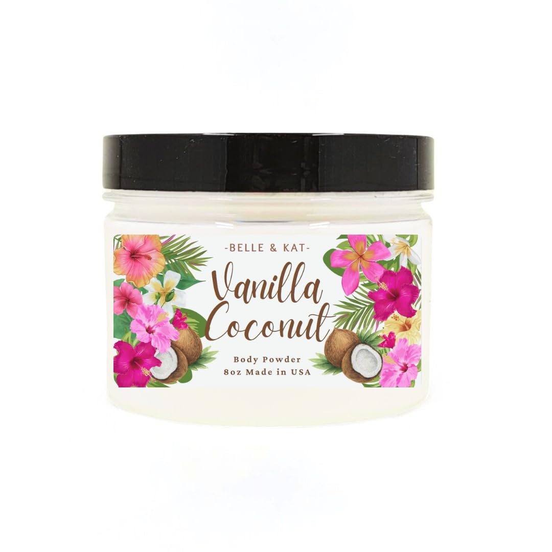 Vanilla Coconut Scented Body Powder for Men & Women, Talc-Free, 8oz