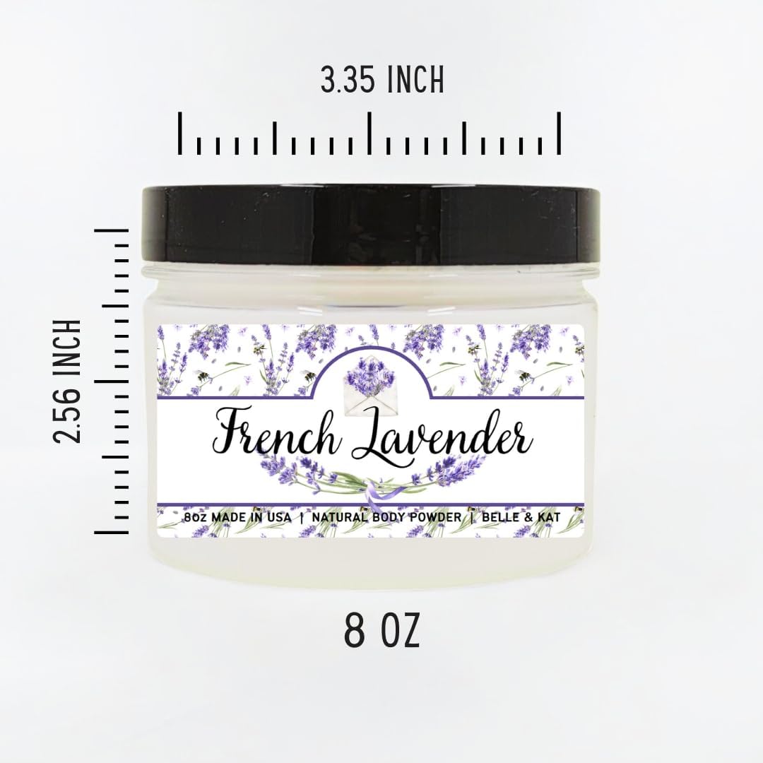 French Lavender Scented Body Powder for Men & Women, Talc-Free, 8oz