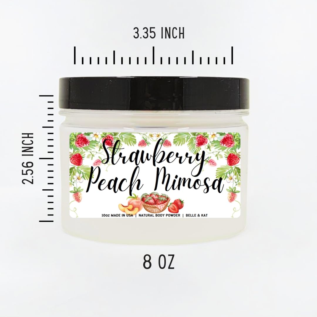 Strawberry Peach Mimosa Scented Body Powder for Men & Women, Talc-Free, 8oz