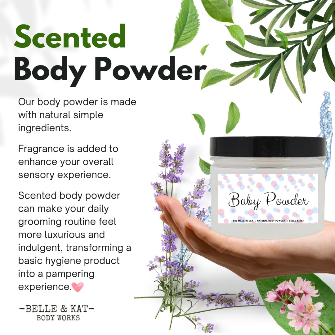 Baby Powder Scented Body Powder for Men & Women, Talc-Free, 8oz