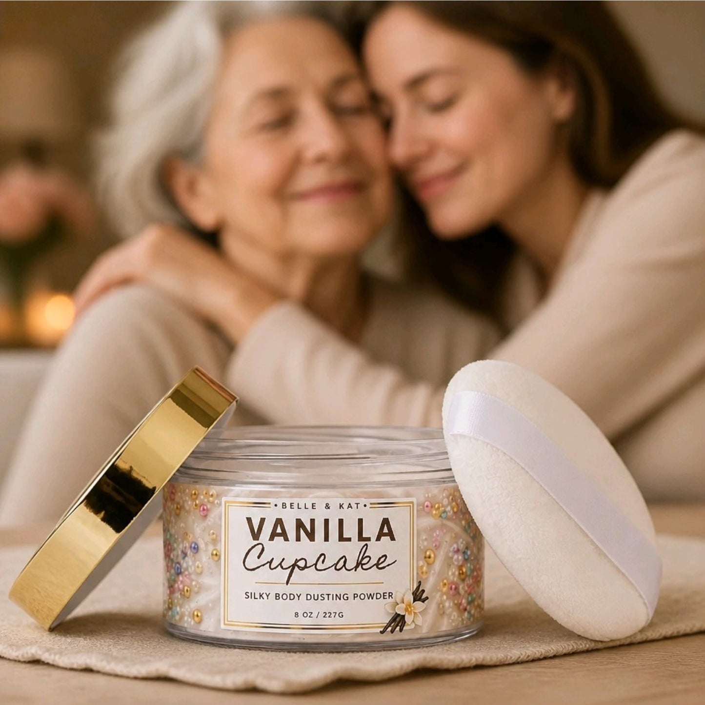 Vanilla Cupcake Scented Body Powder for Men & Women, Talc-Free, 8oz