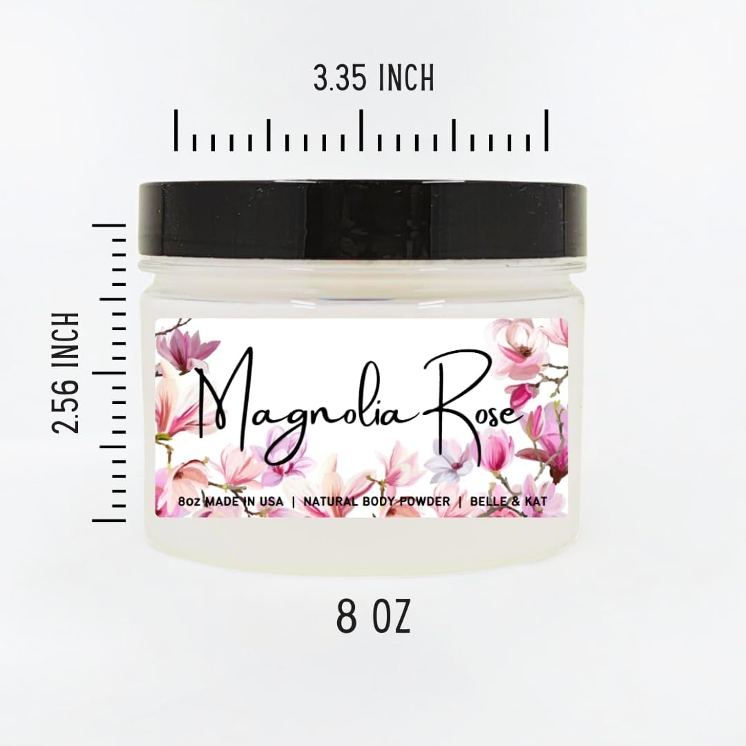 Magnolia Rose Scented Body Powder for Men & Women, Talc-Free, 8oz