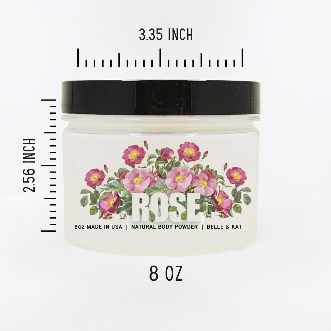 Rose Scented Body Powder for Men & Women, Talc-Free, 8oz