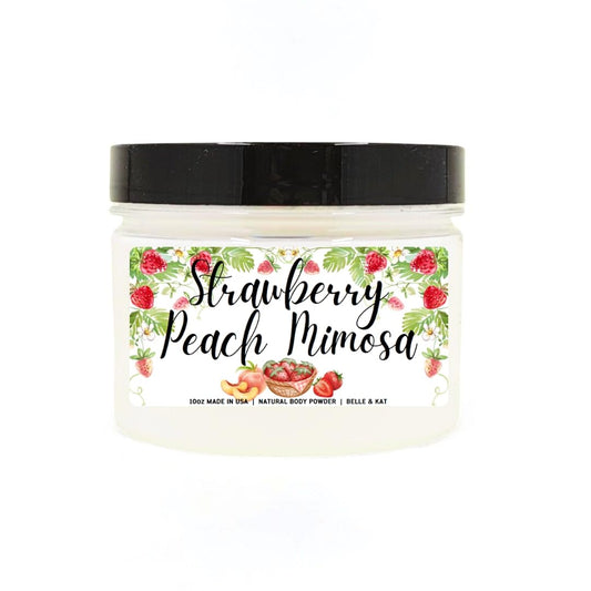 Strawberry Peach Mimosa Scented Body Powder for Men & Women, Talc-Free, 8oz