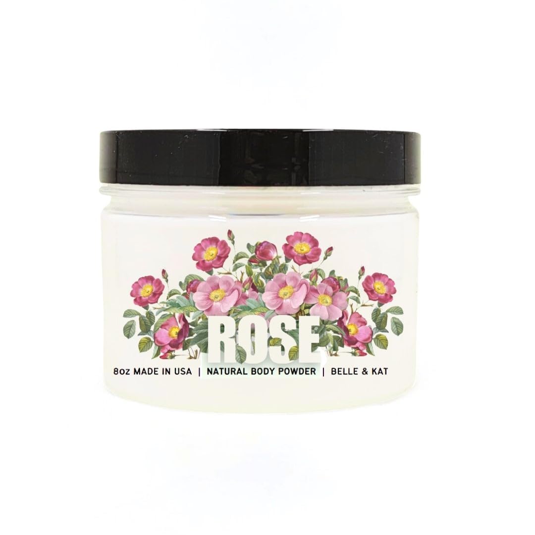 Rose Scented Body Powder for Men & Women, Talc-Free, 8oz