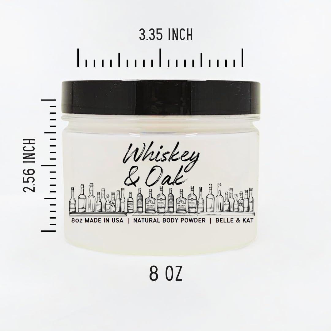 Whiskey Oak Scented Body Powder for Men & Women, Talc-Free, 8oz