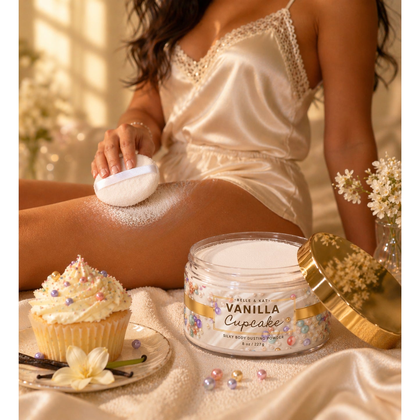 *Vanilla Cupcake Scented Body Powder for Men & Women, Talc-Free, 8oz