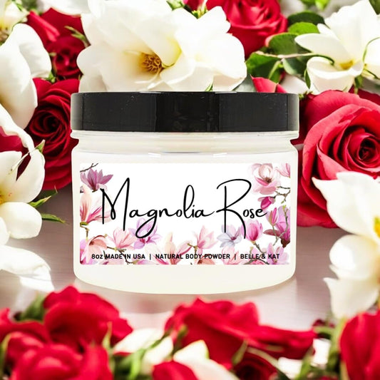 Magnolia Rose Scented Body Powder for Men & Women, Talc-Free, 8oz