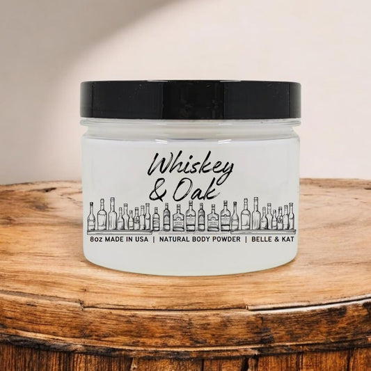 Whiskey Oak Scented Body Powder for Men & Women, Talc-Free, 8oz