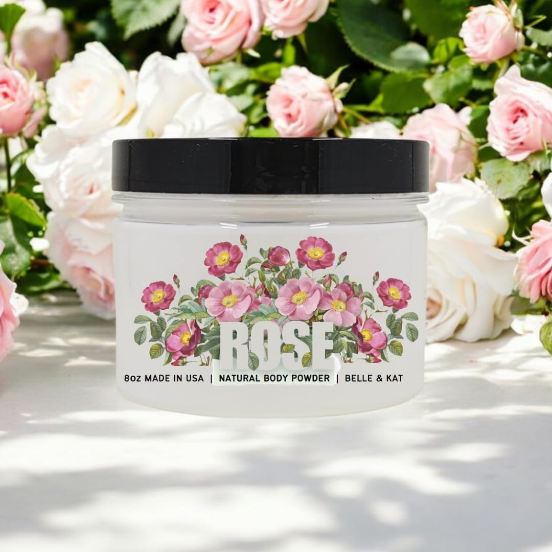 Rose Scented Body Powder for Men & Women, Talc-Free, 8oz – BELLE & KAT