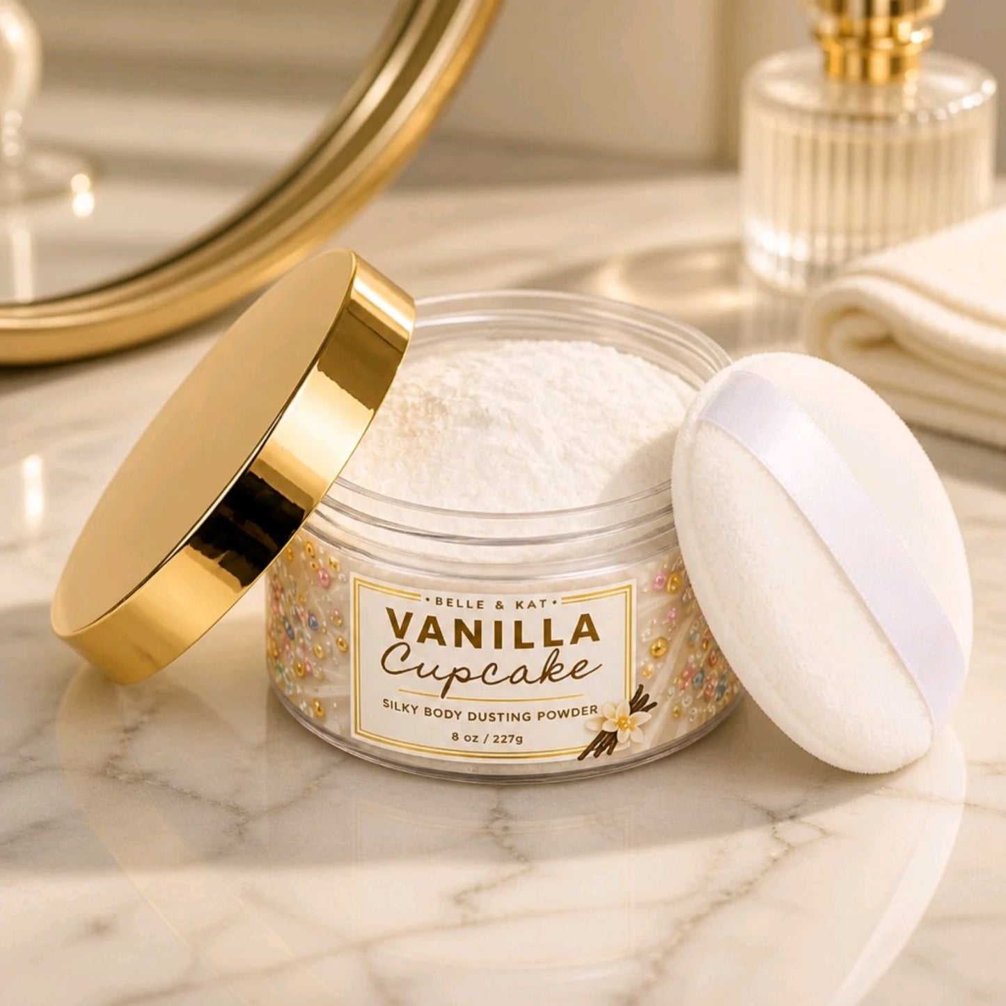 Vanilla Cupcake Scented Body Powder for Men & Women, Talc-Free, 8oz