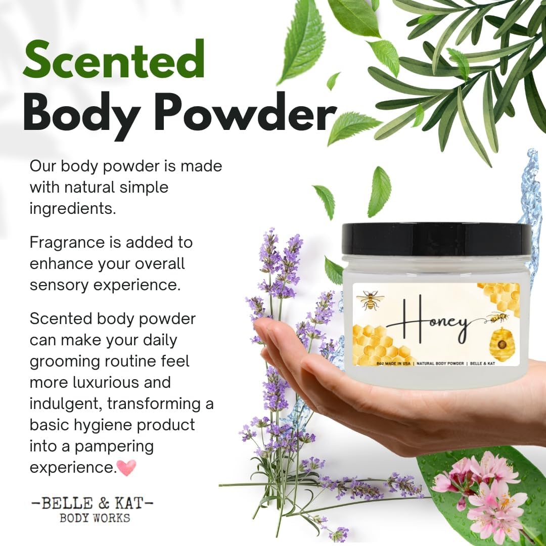 Honey Scented Body Powder for Men & Women, Talc-Free, 8oz