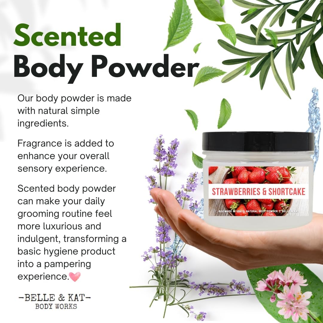 Strawberry Shortcake Scented Body Powder for Men & Women, Talc-Free, 8oz