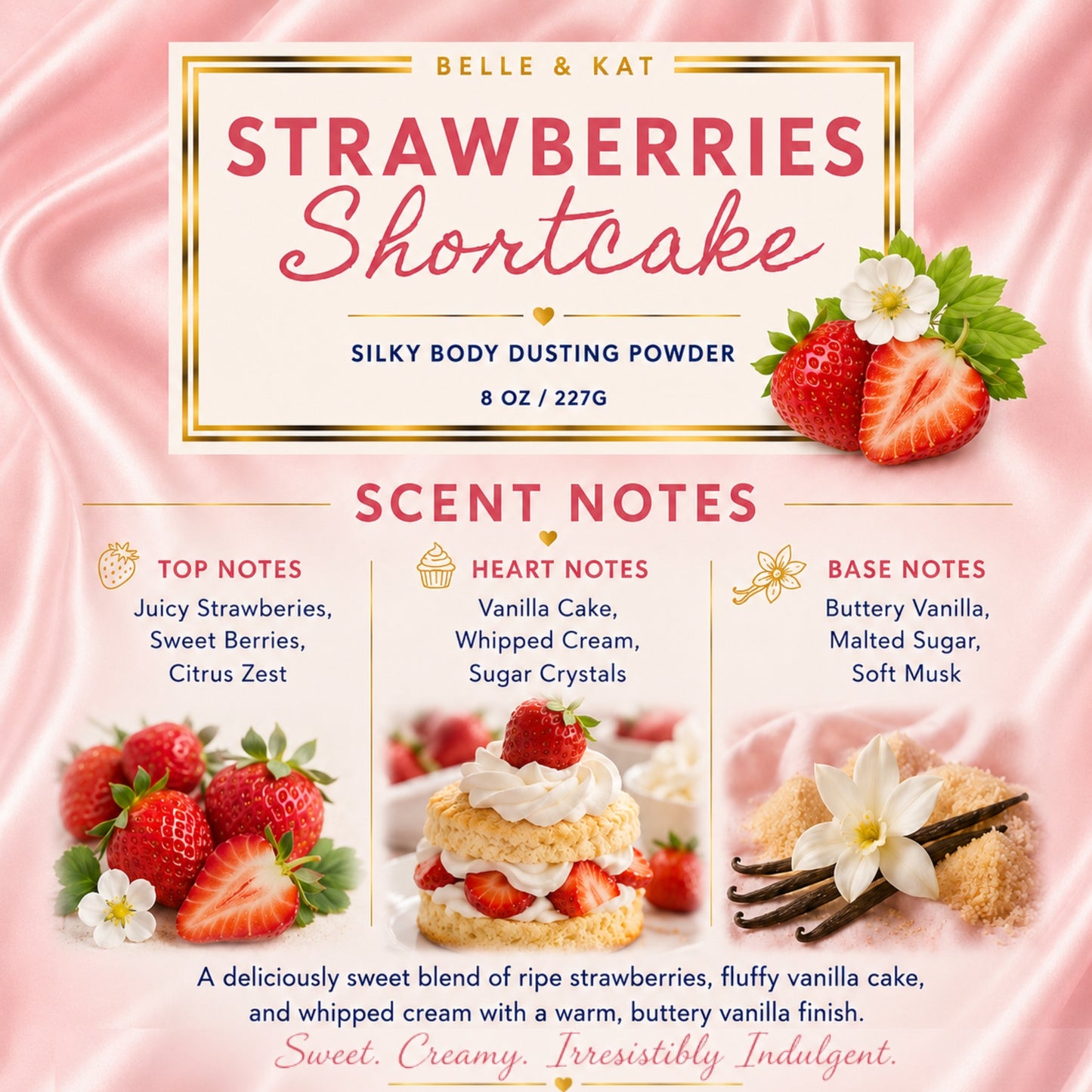 Strawberry Shortcake Scented Body Powder for Men & Women, Talc-Free, 8oz