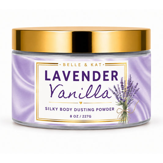 Lavender Vanilla Scented Body Powder for Men & Women, Talc-Free, 8oz