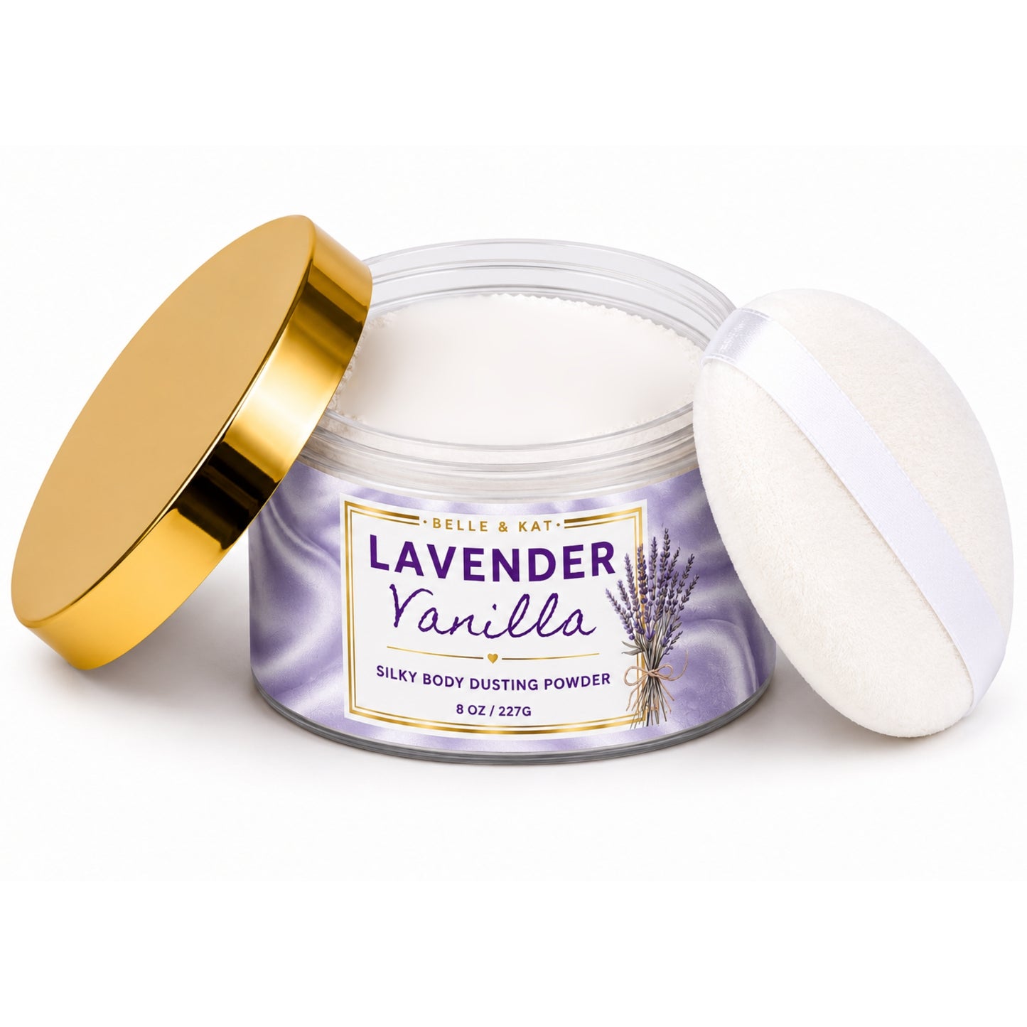 Lavender Vanilla Scented Body Powder for Men & Women, Talc-Free, 8oz