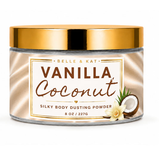 Vanilla Coconut Scented Body Powder for Men & Women, Talc-Free, 8oz