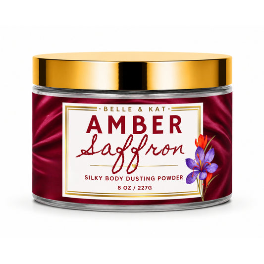 Amber Saffron Scented Body Powder for Men & Women, Talc-Free, 8oz