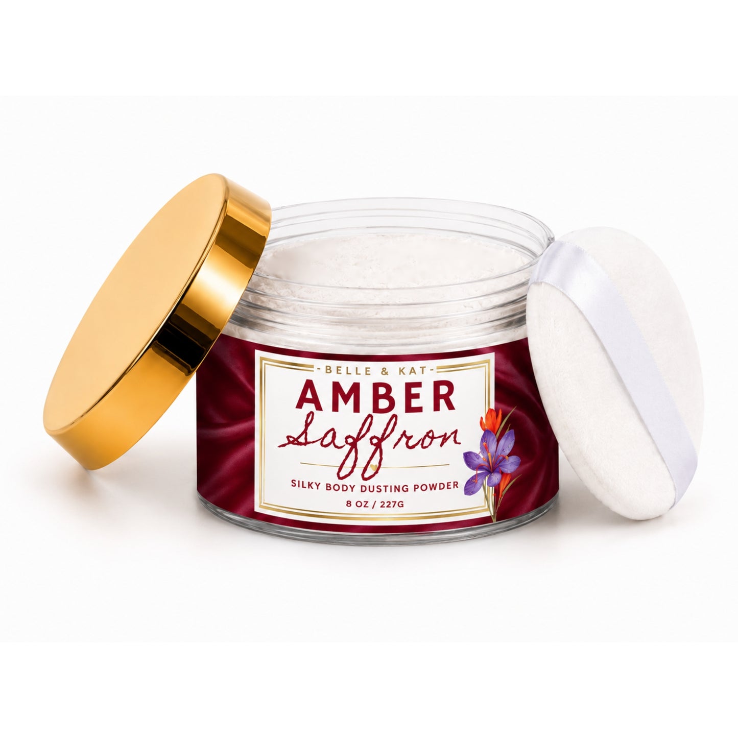 Amber Saffron Scented Body Powder for Men & Women, Talc-Free, 8oz